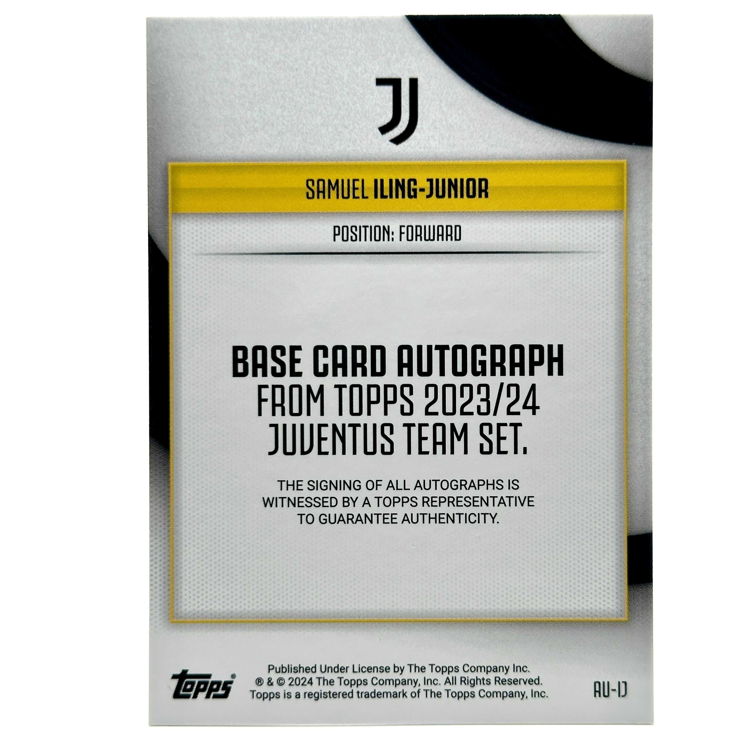 Cartonas de fotbal Samuel Iling Jr/50 2023 Topps Autograf Juventus