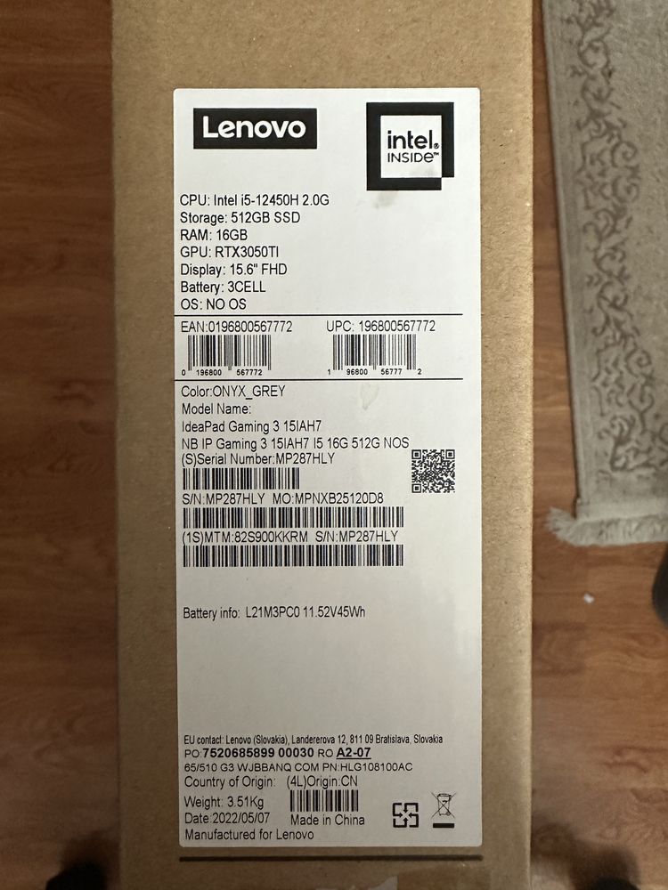 Laptop Gaming Lenovo IdeaPad 3,i5-12450H,GeForce RTX 3050 Ti