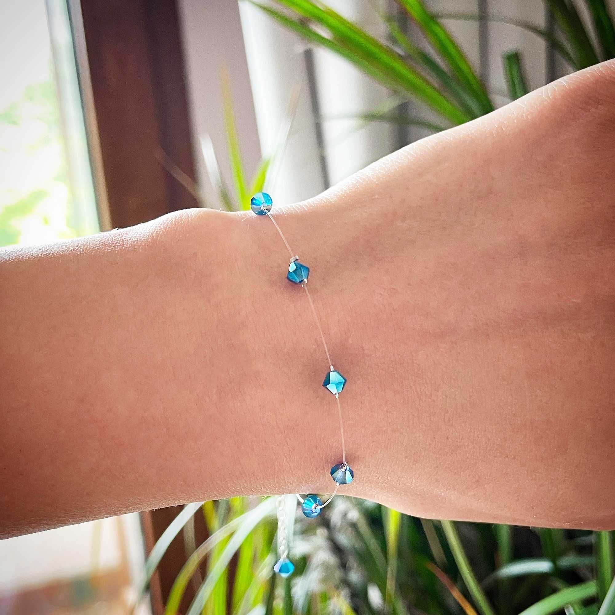 Дамска Нежна Гривна на Прозрачна Корда с Кристали Swarovski/Сваровски