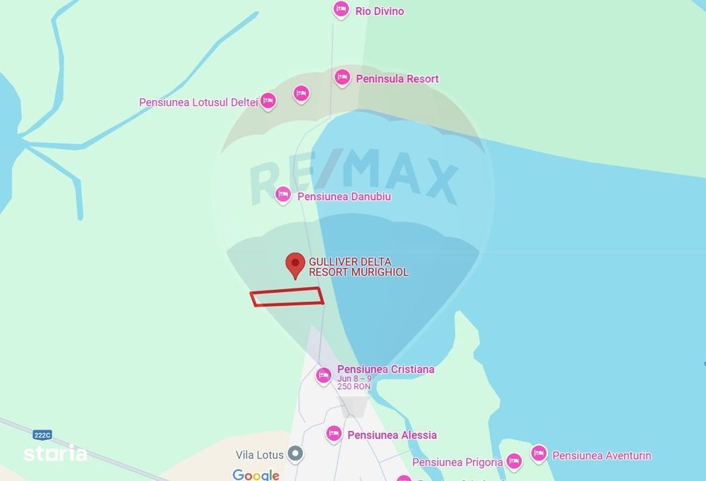 Teren intravilan de vânzare Pensiune Murighiol  Delta Dunării Tulcea