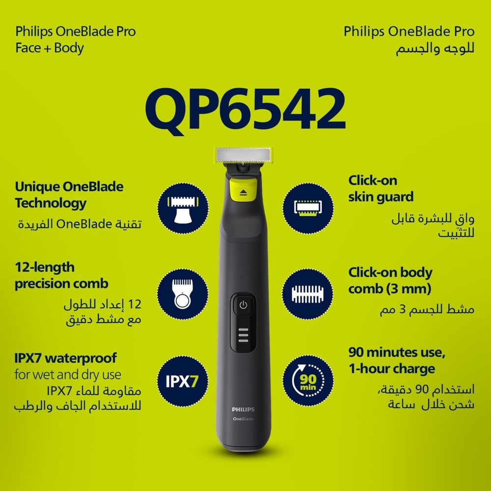 Триммер Philips OneBlade Pro QP6542/10 Триммер для Лица и Тела