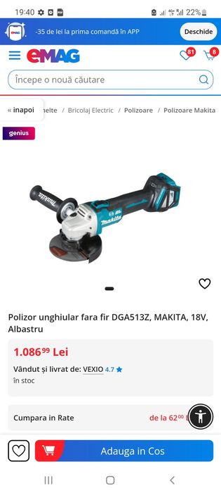 Polizor unghiular Makita DGA513 Original