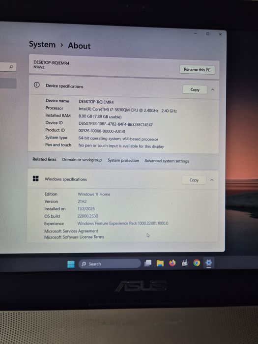 Laptop Asus i7 ssd Windows 11