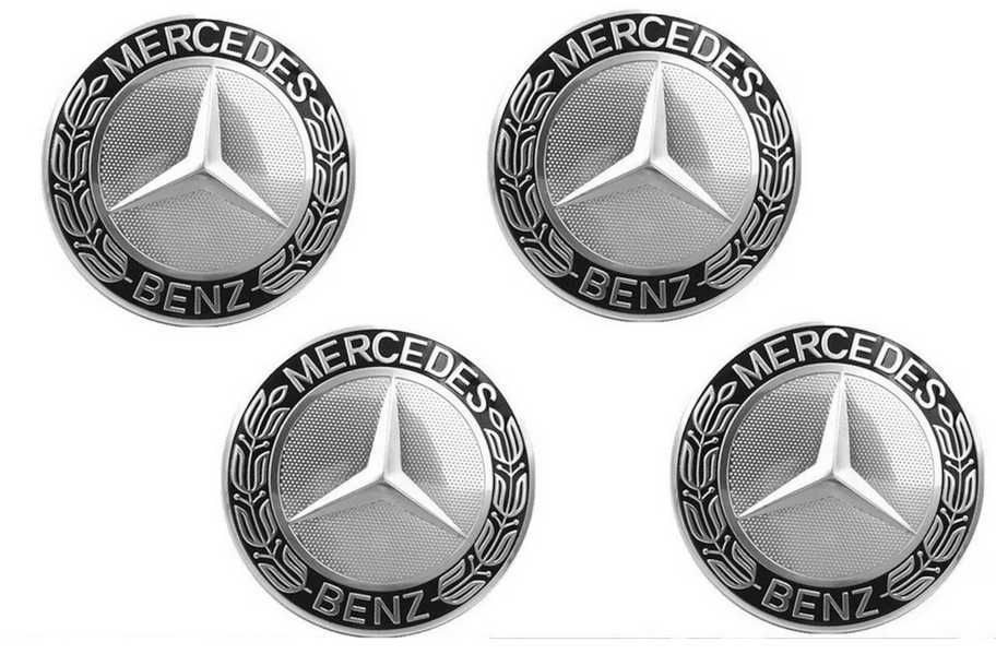 Set 4 Capace Mercedes negru/crom pentru jante originale MERCEDES