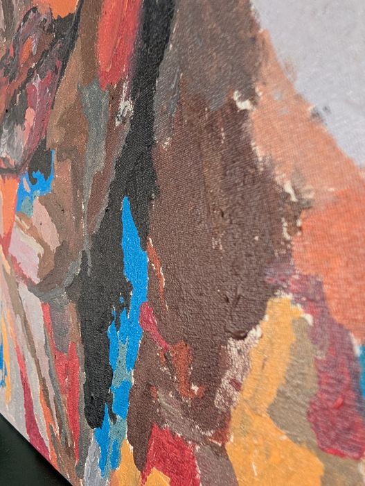 Tablou in ulei chip feminin 39x49 cm buze ochi canvas pictura pictat