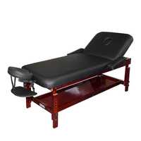 Стационарно дървено легло за козметика и масаж, Черно/Бежово