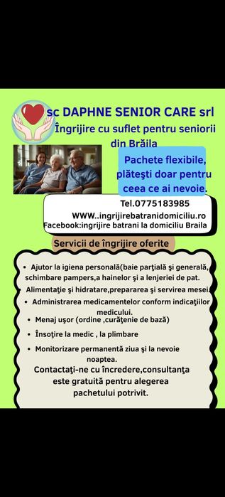 Îngrijire bătrâni la domiciliu cu personal calificat