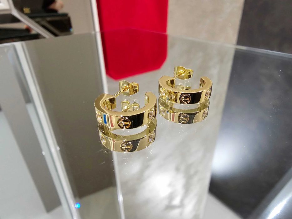 CARTIER Love Gold Hoop 2 Diamonds Дамски Обеци