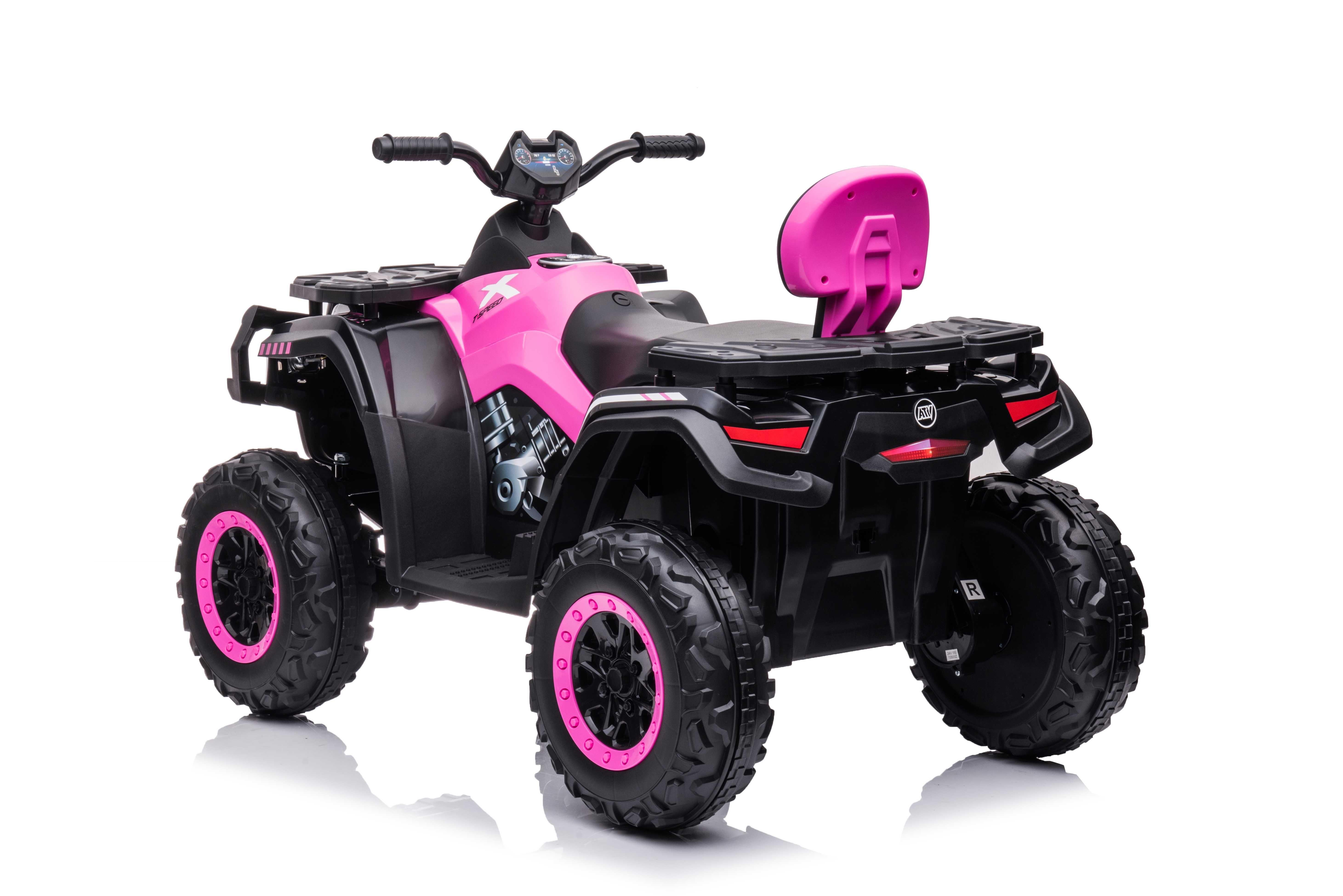 ATV electric Kinderauto S615 4x45W 24V, roti moi, scaun tapitat #Pink
