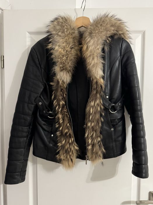 Geaca piele cu blana naturala