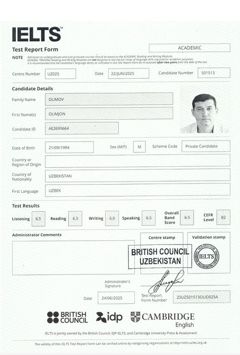 IELTS/CEFR intensive 2 oylik INDIVIDUAL darslar