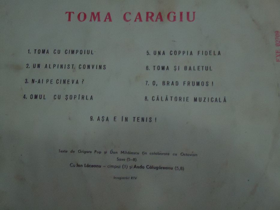 Toma Caragiu disc vinil 2 buc