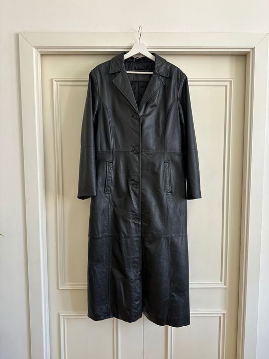 Haină lungă de piele naturală