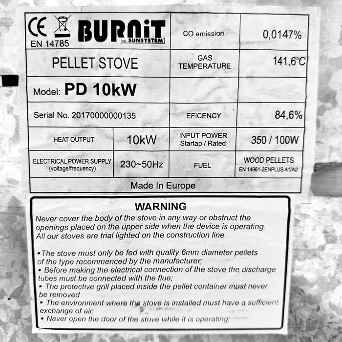 Пелетна камина BURNiT PD 10 kW