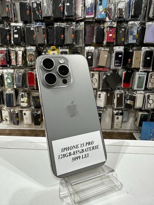iSellStore Vâlcea: iPhone 15 Pro Natural Titanium - 128GB -85%baterie