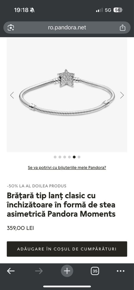Vand bratara PANDORA din argint