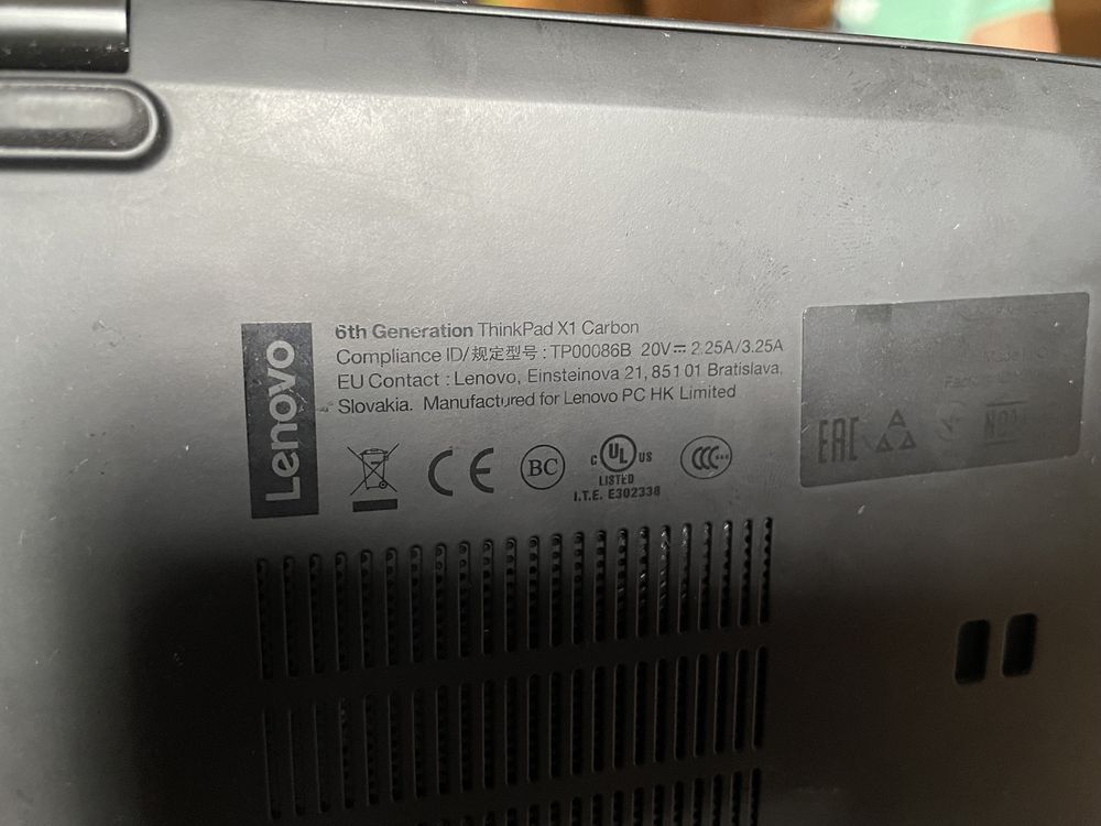 Lenovo thinkpad 1x carbon 6 gen