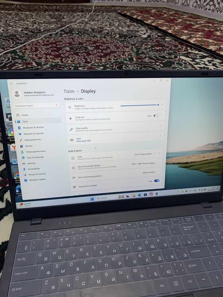 NoteBook INTEL INSIDE WINDOWS 11 pro xotira 8/256 gb