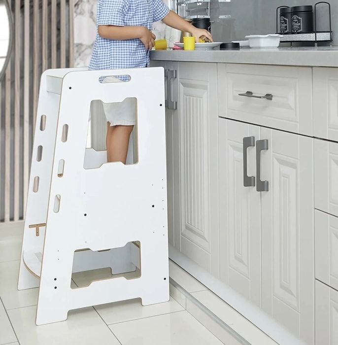 Помощна кула за деца. Бяла. Нова. Расте с детето