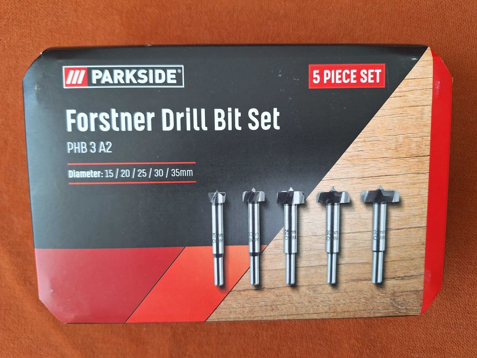 Set de 5 freze burghie Forstner, pentru lemn, 15-35 mm, tija cilind