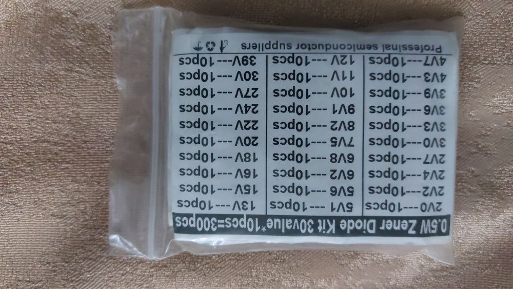 Набор стабилитронов 300 шт 0.5W 2V0-39V DO-35