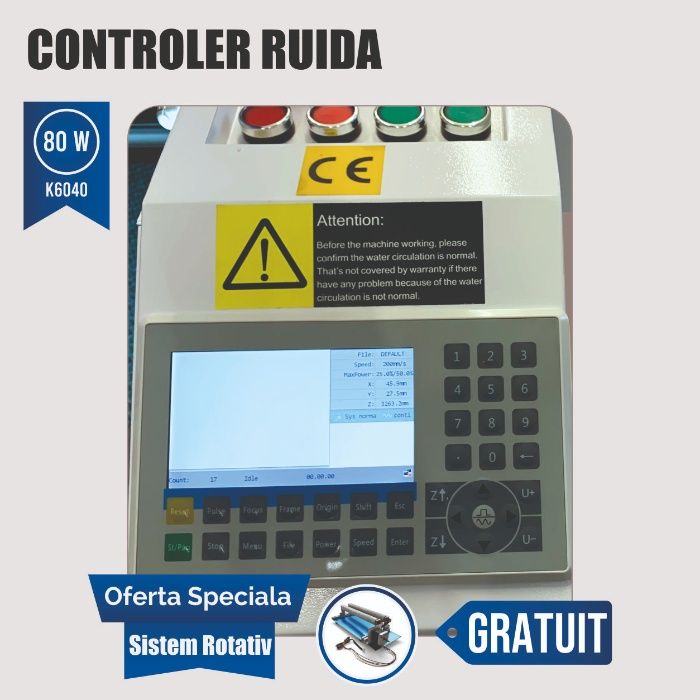 GRAVATOR LASER 80W RUIDA - K6040 Tub Laser EFR F2 600x400mm