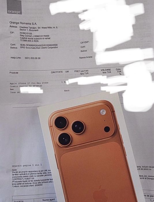 Iphone 17 ProMax Orange 256GB NOU