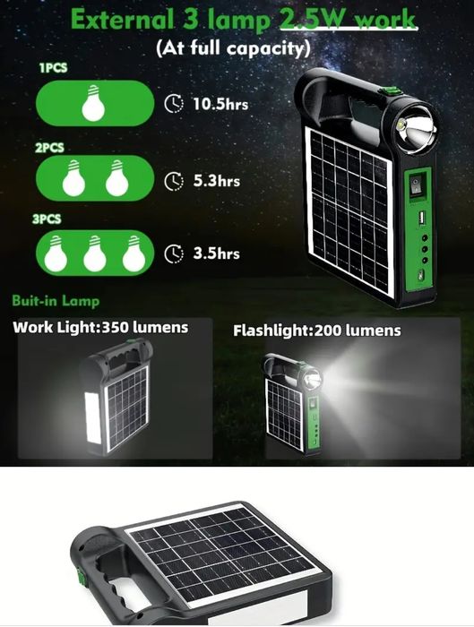 Kit Solar Lanterna + 3 becuri Led Powerbank 6000mah and Iluminare Led