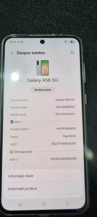 Samsung a56 5g 8g cu 128 liber de ori ce retea