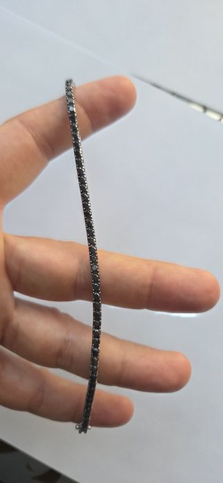 Bratara tennis aur alb cu diamante naturale negre