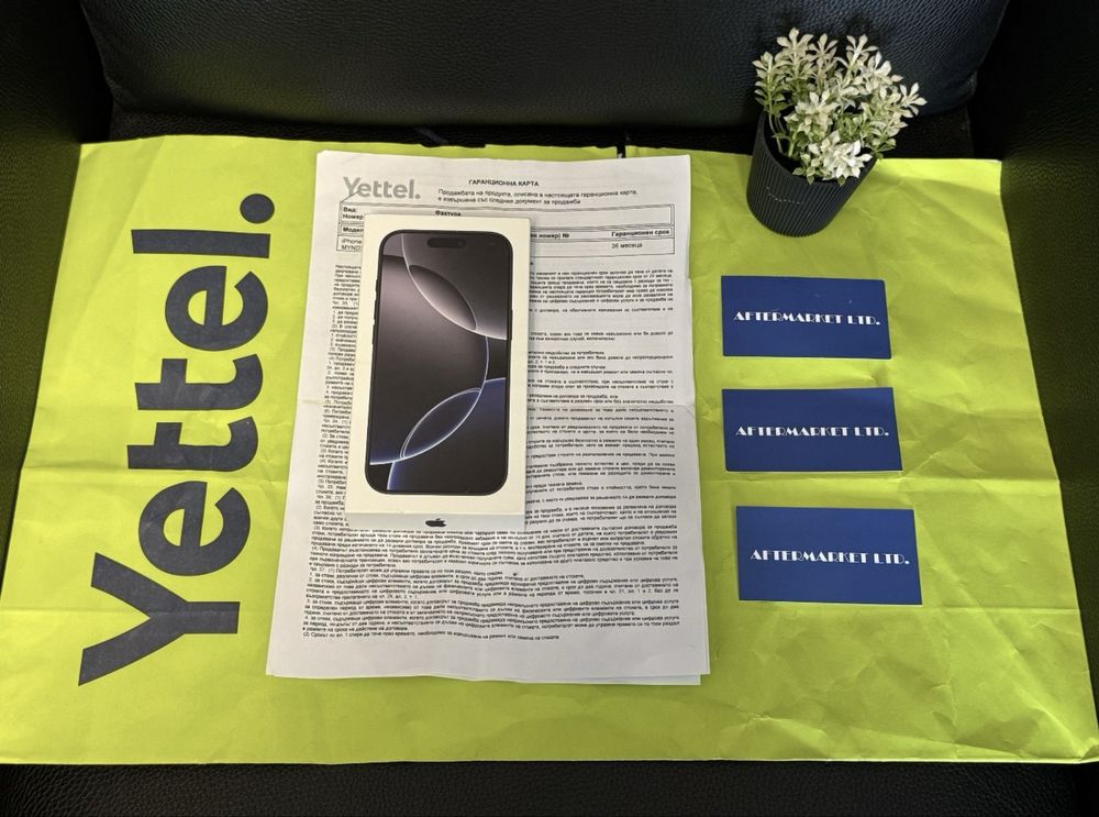 ЧИСТО НОВ 128GB iPhone 16 Pro Yettel Гаранция 3г 2028 Black / Черен
