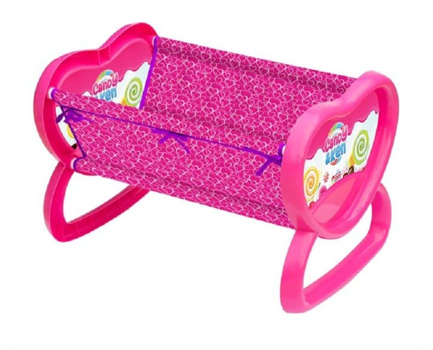 Pătuț păpuși de jucarie roz 57 cm