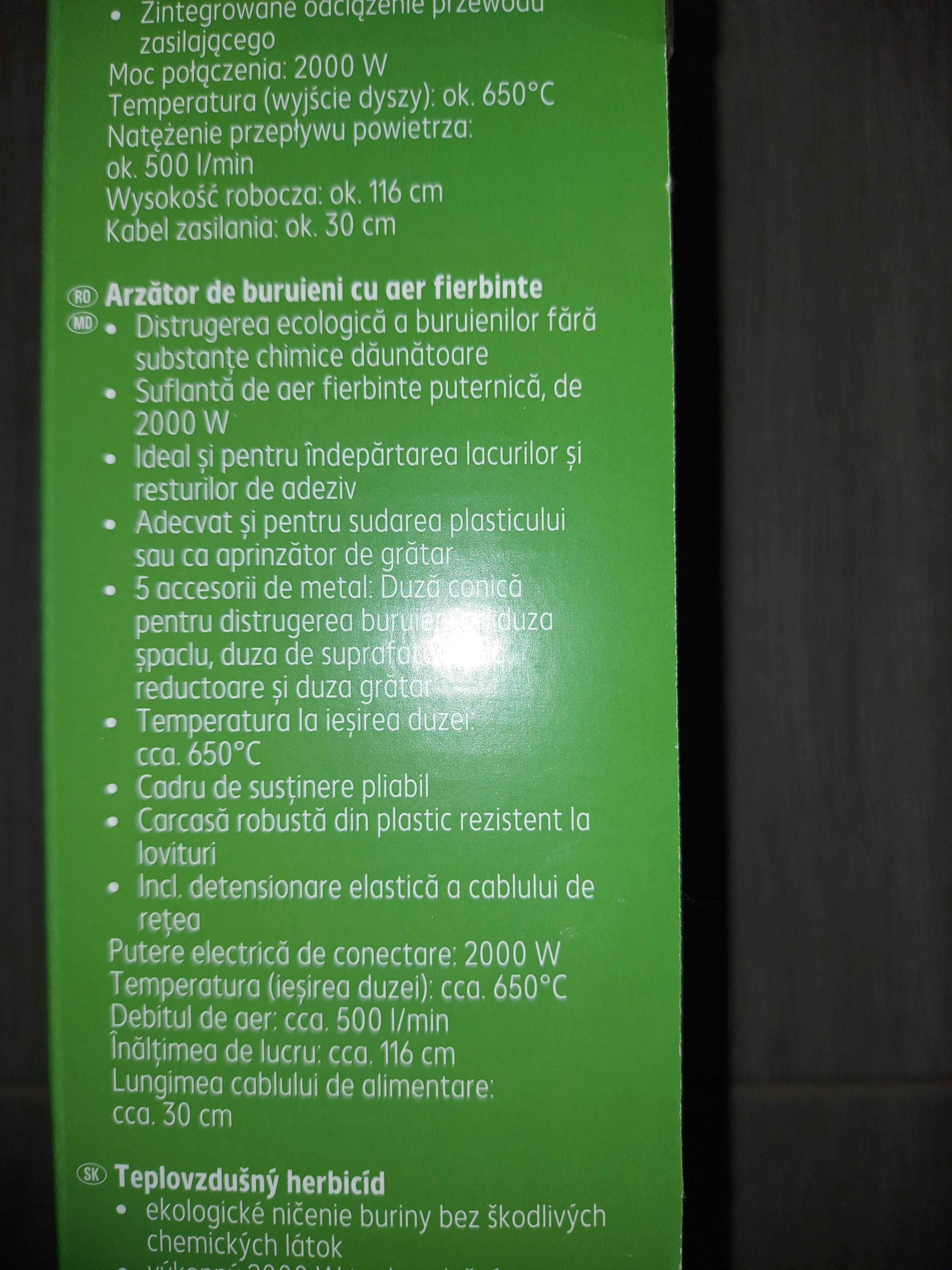 Distrugator electric  pt  buruieni cu aer fierbinte, 5 acces de metal