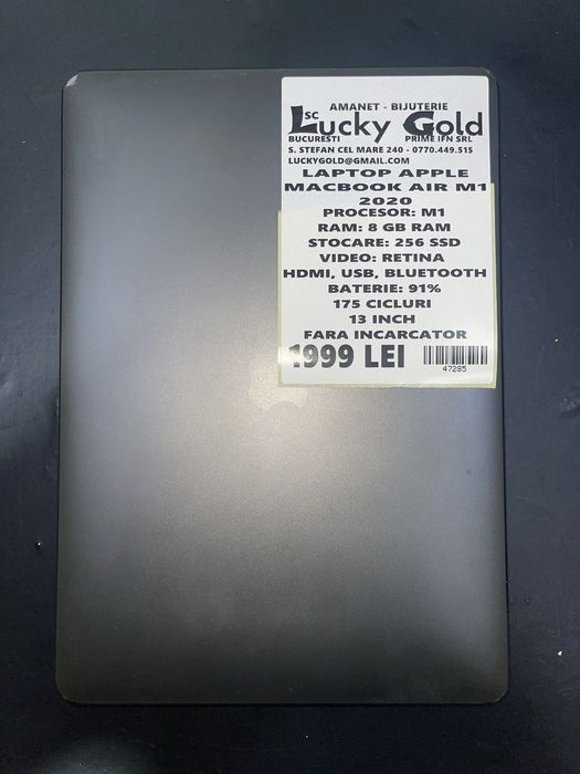 MacBook Air M1 13 inch (2020) 256GB SSD / 8GB RAM 91%Bat (175C) #47285