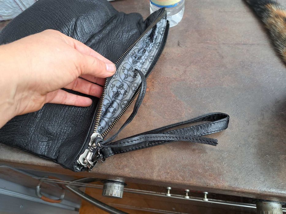 дамска чанта,малка черна чантичка,клъч,протмоне-естествена кожа