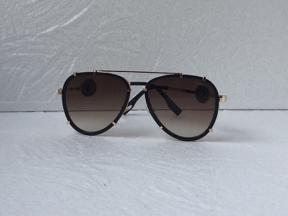 Versace Мъжки Дамски слънчеви очила авиатор черни кафяви жълти VE 2232