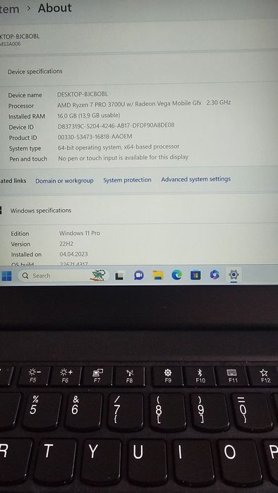Lenovo Thinkpad X395 Amd Ryzen 7 pro 3700U