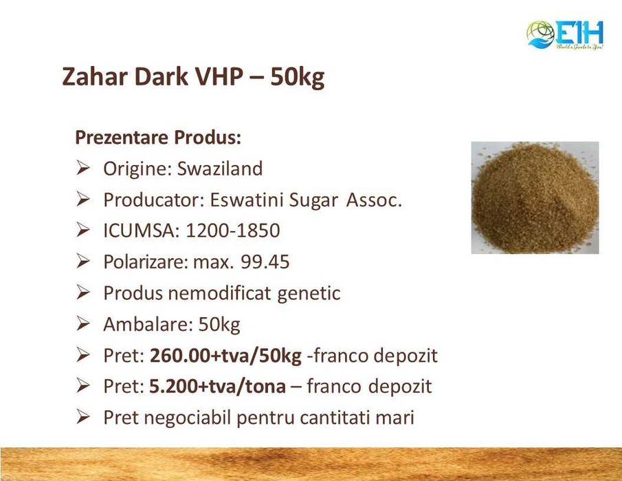 Zahar Brut din Trestie de Zahar - Dark VHP - 50kg bags