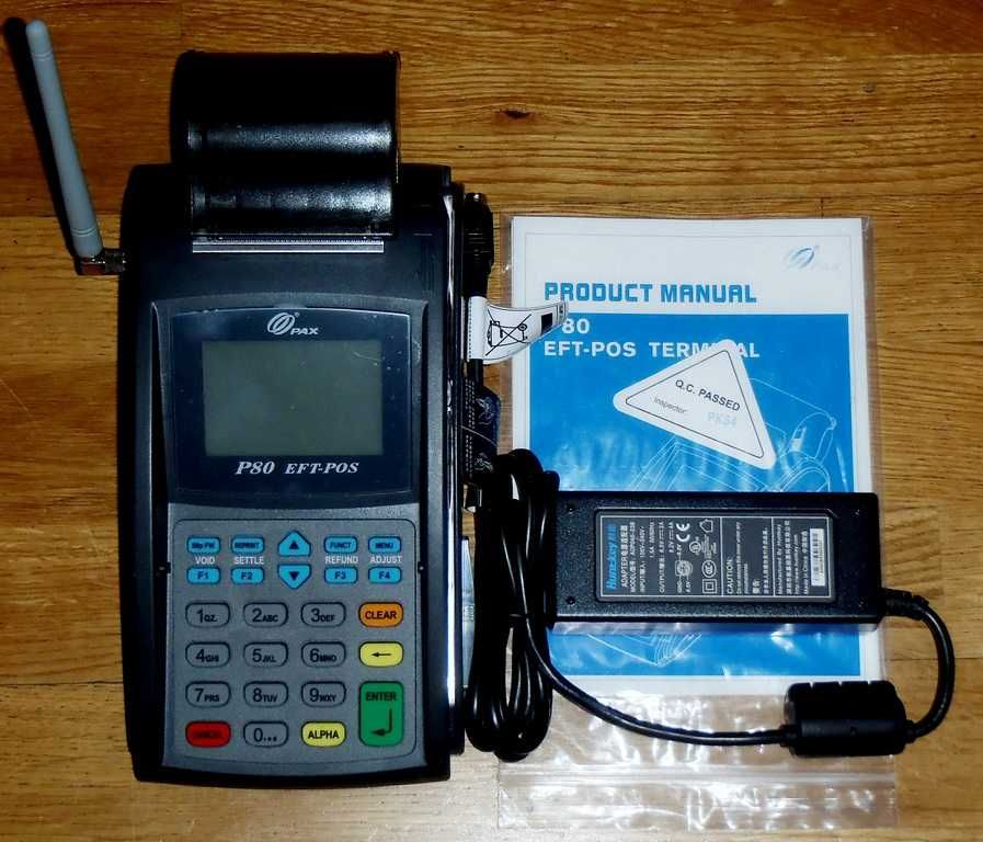 новый платежный терминал PAX P80 EFT-POS с блоком питания, без коробки