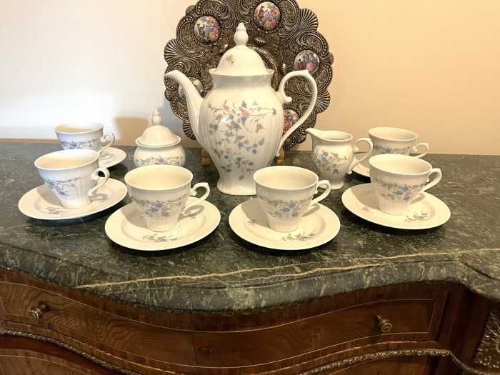 Elegant serviciu cafea-Seltmann Bavaria-Flori de primavara-Germania