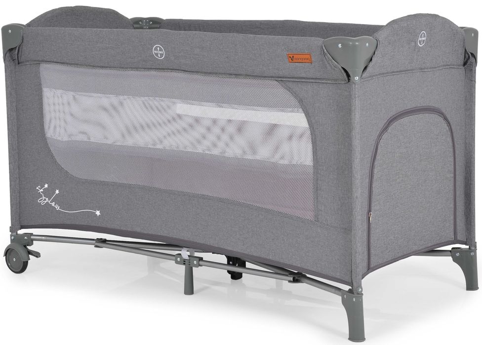 Skyglow сгъваема бебешка кошара на 1 ниво в сив цвят
