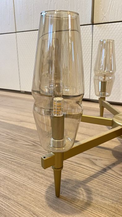 Vand lustra/candelabru Lita Maytoni, auriu mat, sticla chihlimbar, bec