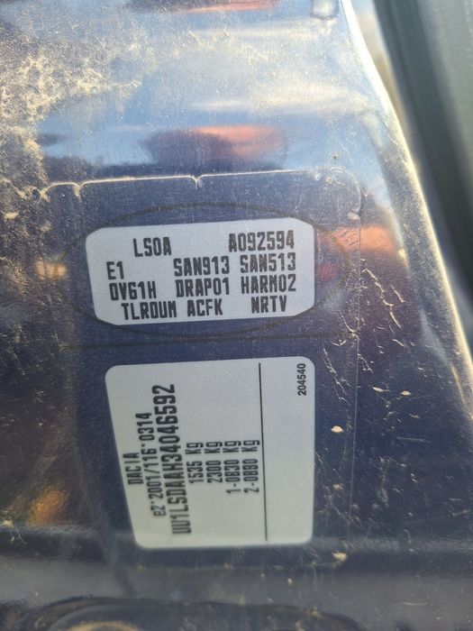 Bara fata spate punte Dacia logan 1.5 dci interior textil