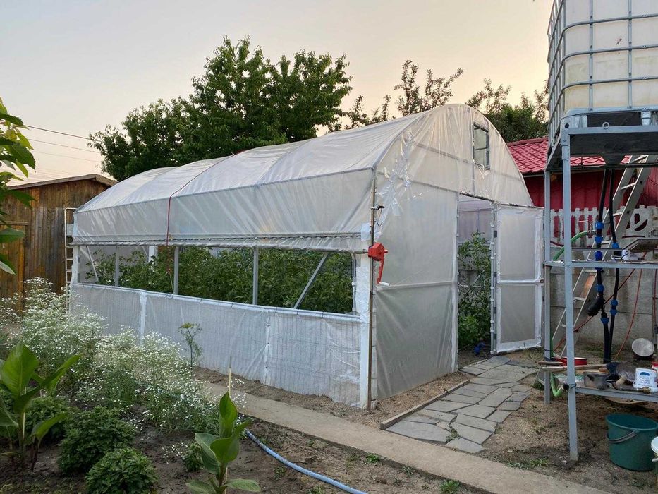 Solar de grădină 6x4m cu rezervor apă 1000L + suport 2m