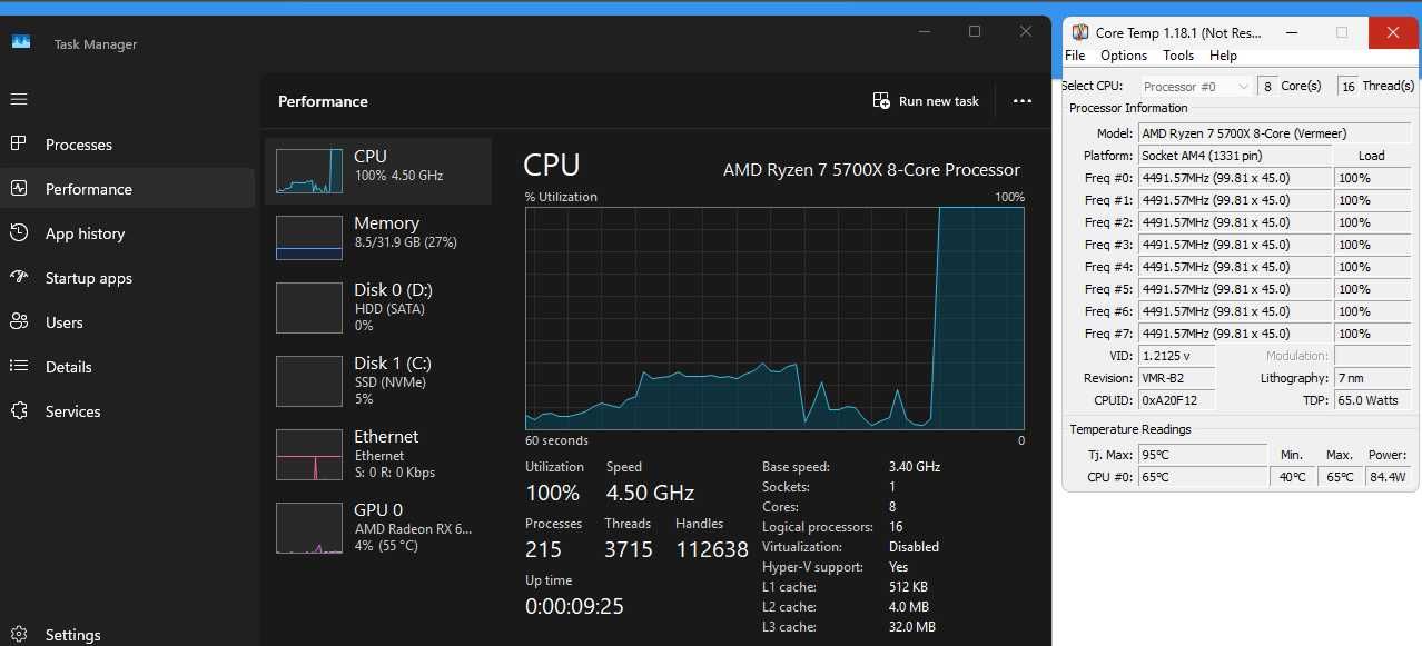 Calculator ryzen 7 5700x , 32gb ram,HDD 1tb,SSD 250gb-(cerere +6700xt)