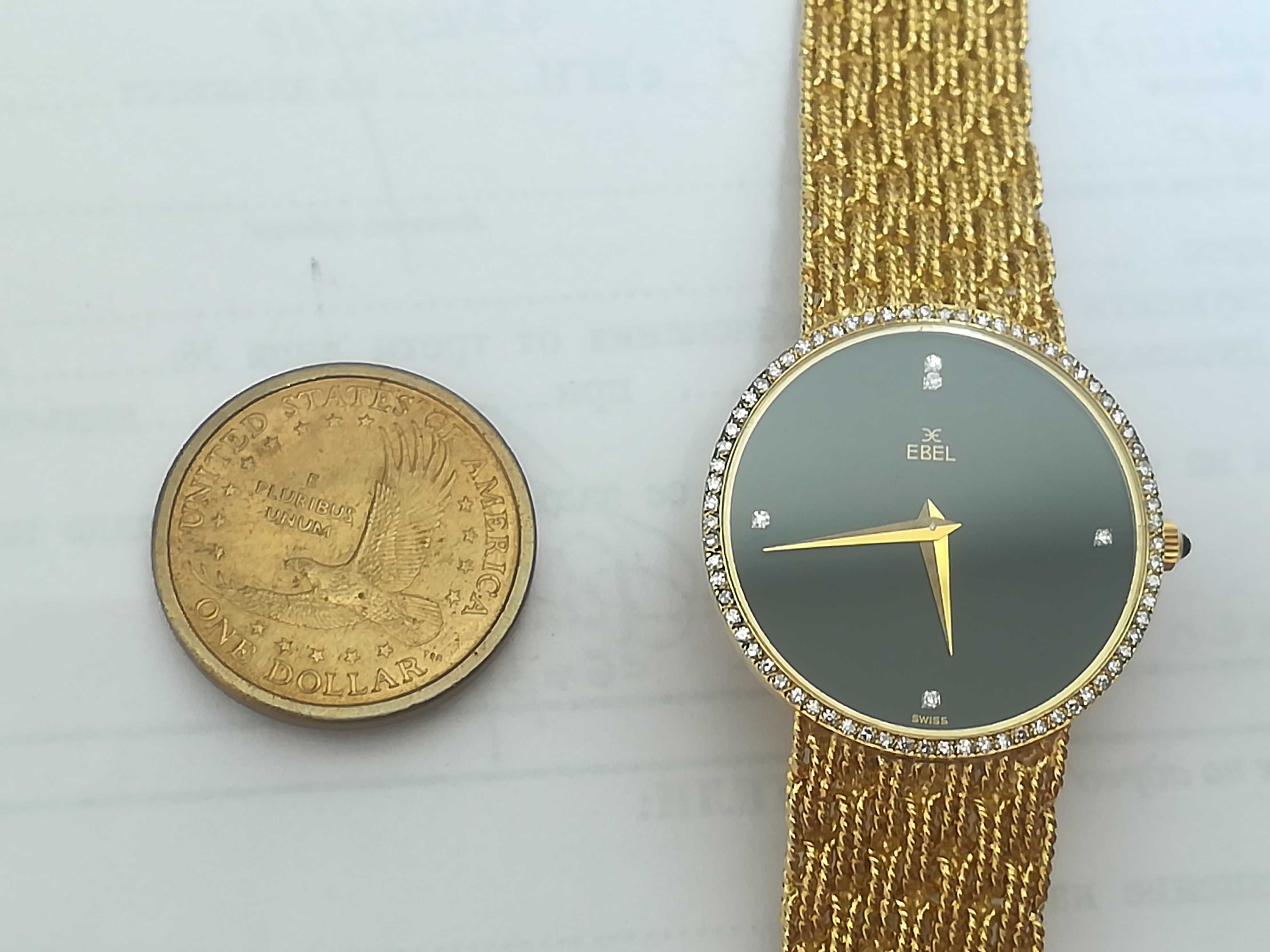 EBEL нов - злато 18к+диаманти- ултратънък швейцарски поръчков часовник