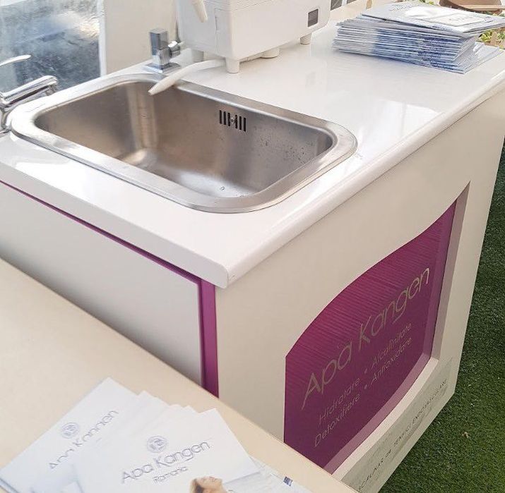 Chiuveta mobila iluminata, chiuveta, 2 robinete, sistem de prefiltrare