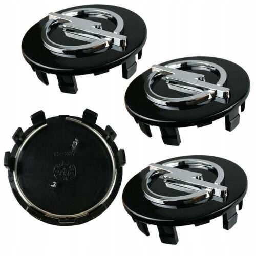 Set 4 Embleme Capace Jante Roti Opel 59mm / 64mm Negru/Gri/Crom