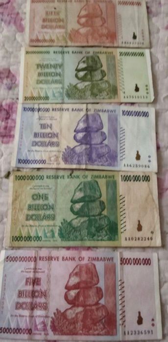 Qogoz pullar Zimbabwe, банкноты Зимбабве