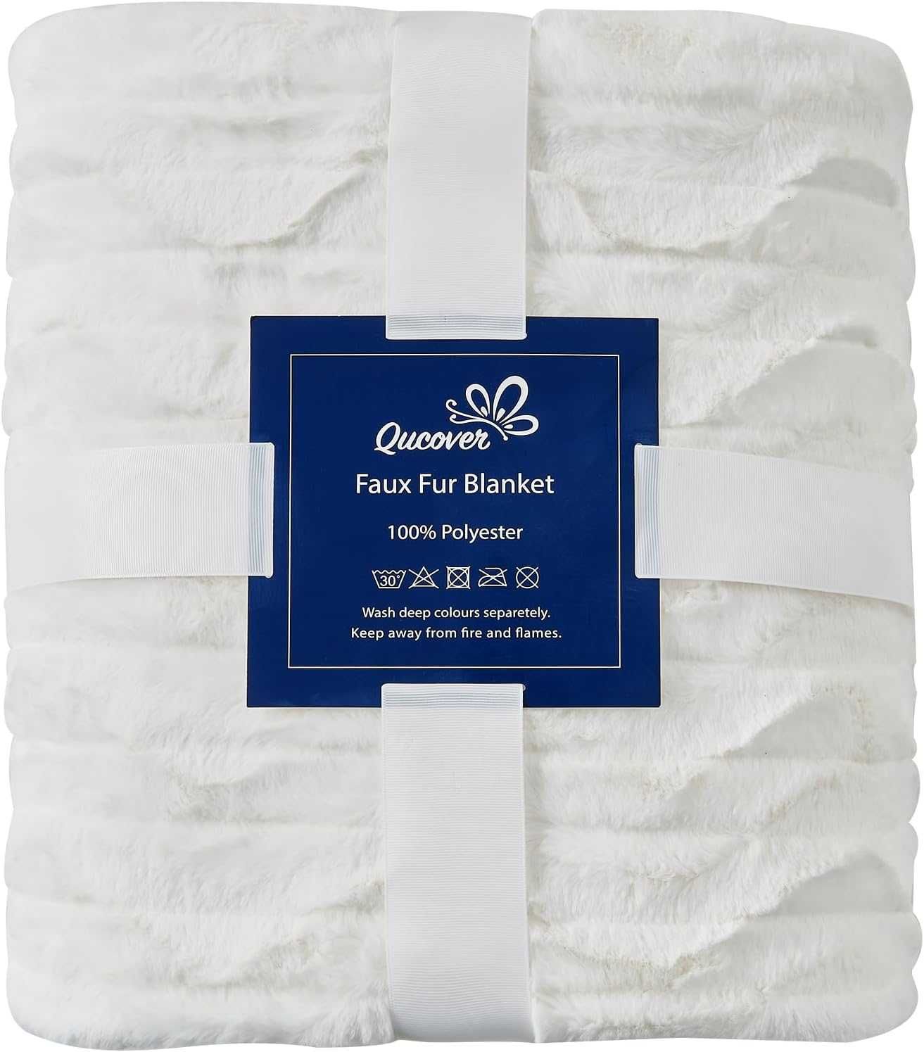 Одеяло Qucover, бяло пухкаво одеяло с двустранен дизайн, 150x200 см